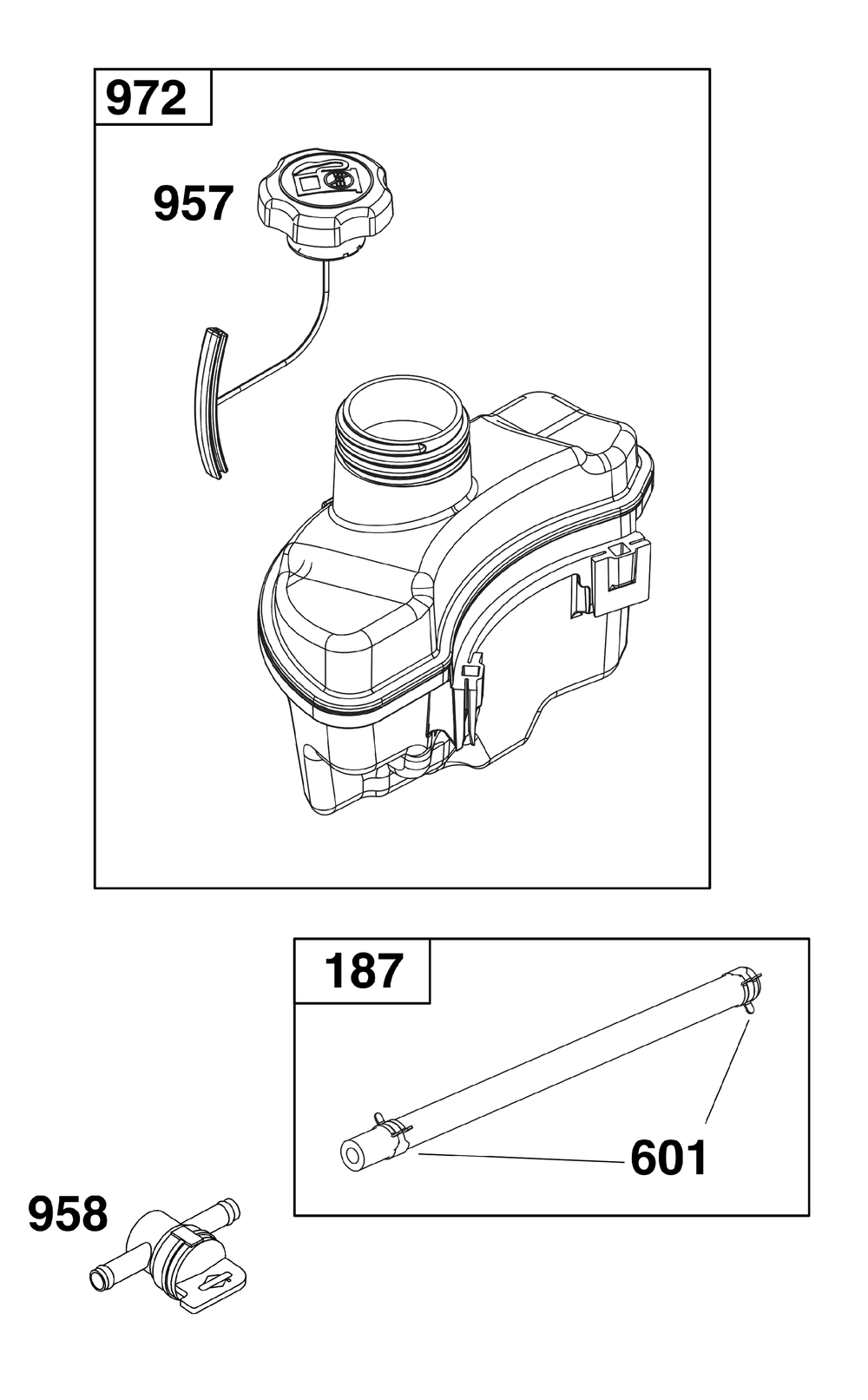 Fuel Supply Group Diagram and Parts List for 115P02-0014-H5 100000 - 19Z999 Briggs and Stratton Engine